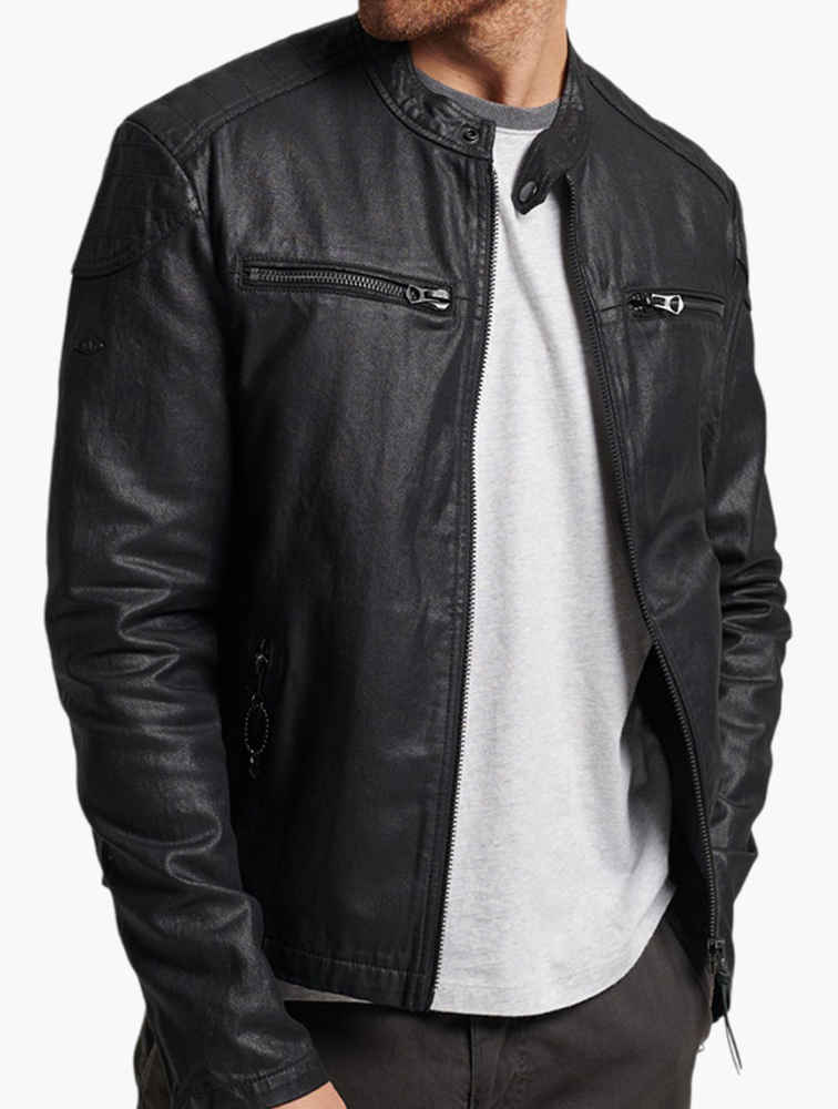 RT-151707  coated denim jkt MyRunway | Shop Superdry VINTAGE COATED DENIM RACER JKT